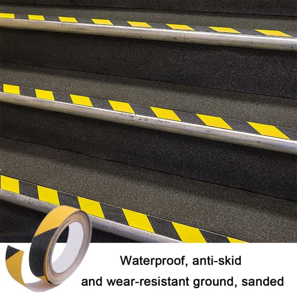 Anti-skli tape Svart & Gul - 5cm x 5m - For økt sikkerhet
