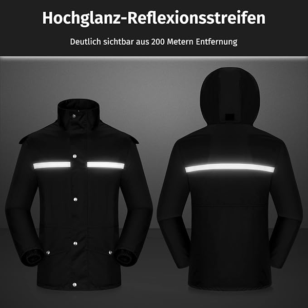 Delad regnrocksset, svart dubbellagers Oxfordduk - Basic Model M XXL