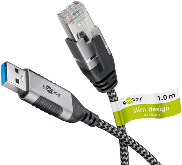 Ethernet-kabel USB-A 3.0 til RJ45, Slim, 1 m