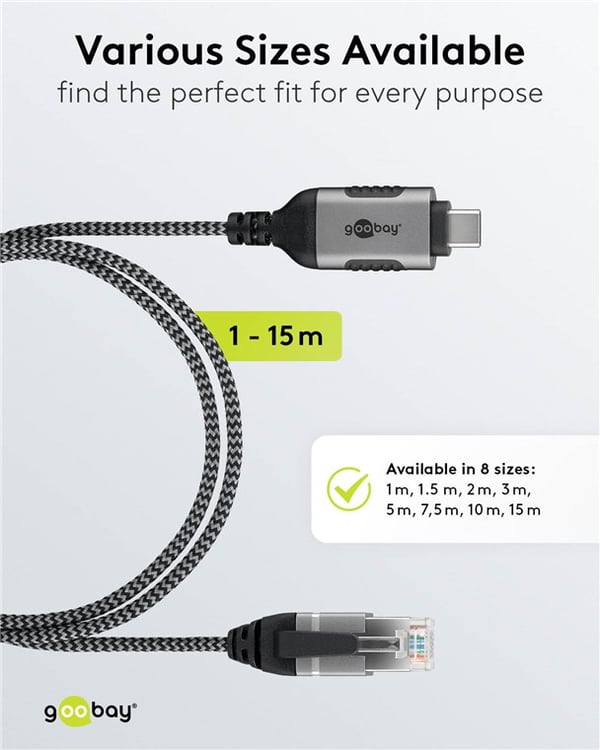 Ethernet-kabel USB-C™ 3.1 til RJ45, Slim, 5 m