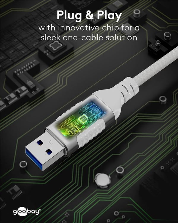 Ethernet-kabel USB-A 3.0 til RJ45, Slim, 15 m