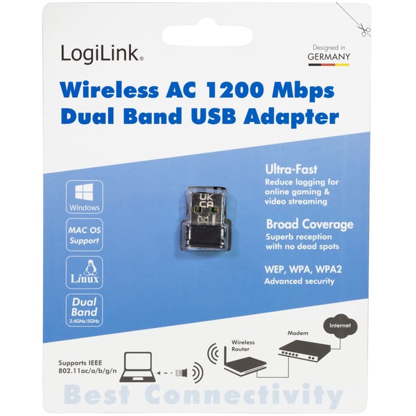 USB 2.0 Wifi-adapter AC 1200 Mbit/s