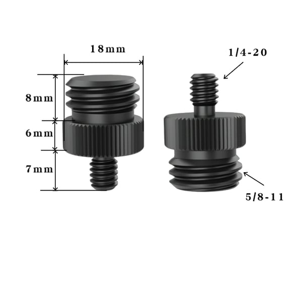 Stativadapter 1/4"-20 til 5/8"-11 - 5-pakning Black 1/4-20