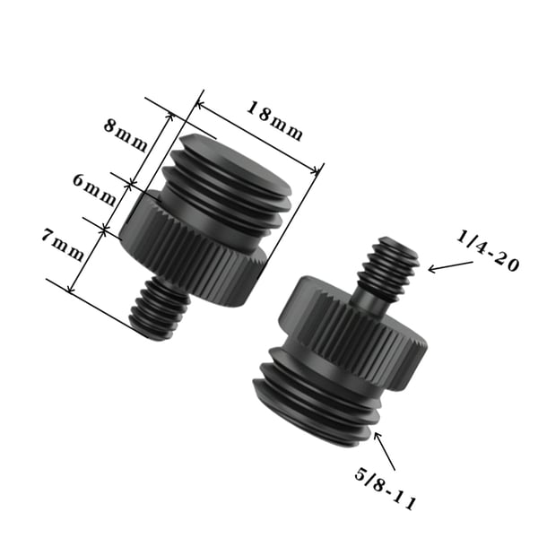 Stativadapter 1/4"-20 til 5/8"-11 - 5-pakning Black 1/4-20