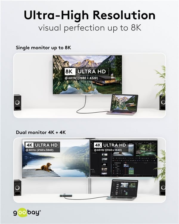 USB-C™-kaapeli, USB4™, 100 W, 40 Gbit/s, Power Delivery, 0,5 m