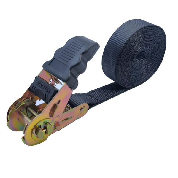 4M kraftige skrallefestestropper, 2,5 cm brede svarte lastestropper