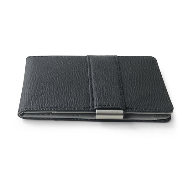Miesten ohut lompakko, PU-nahkainen bifold Money Clip -korttipidike Black