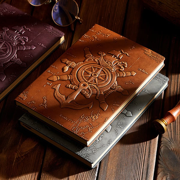 3D-præget nautisk journal Brown