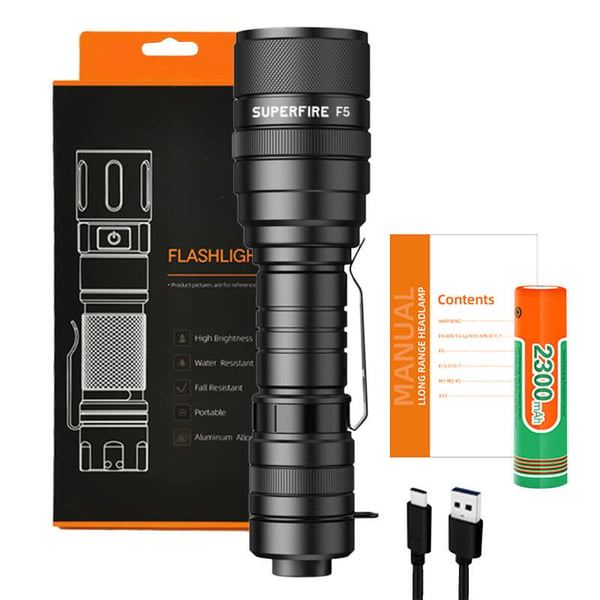 Lommelygte Superfire F5, 1100lm, USB
