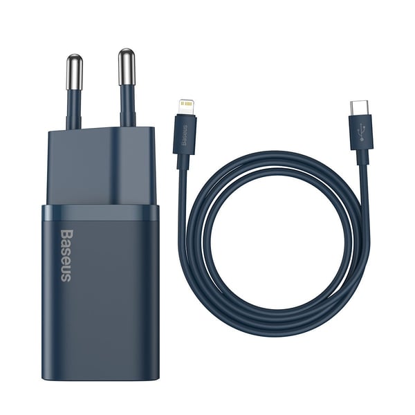 Baseus Super Si Hurtiglader 1C 20W med USB-C-kabel for Lightning 1m (blå)
