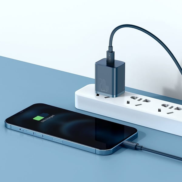 Baseus Super Si Hurtiglader 1C 20W med USB-C-kabel for Lightning 1m (blå)