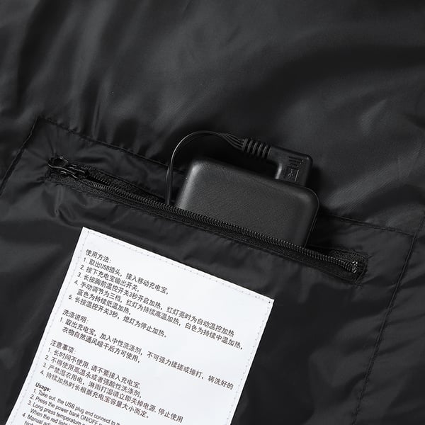 Opvarmet jakke med dobbelt kontrol og 9 varmezoner - sort 5XL