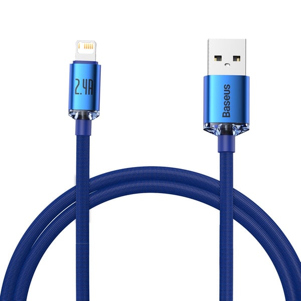 Baseus Crystal Shine-kabel USB til Lightning, 2,4A, 1,2m (blå)