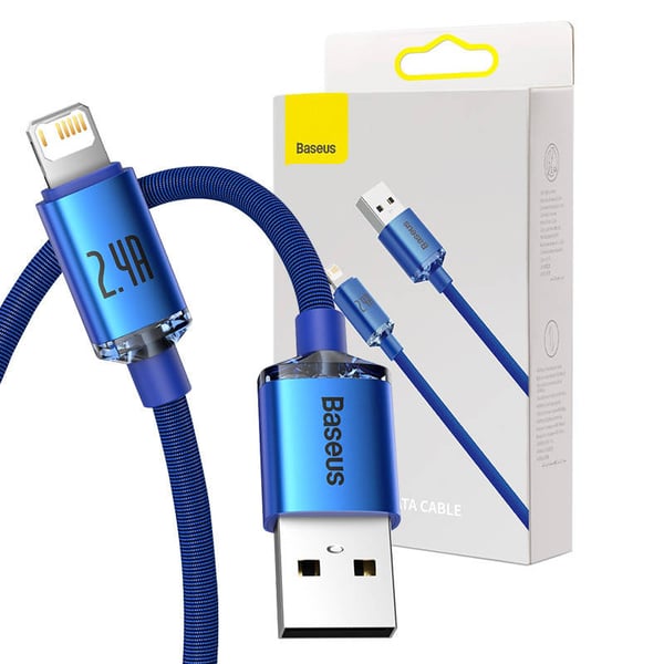 Baseus Crystal Shine-kabel USB til Lightning, 2,4A, 1,2m (blå)