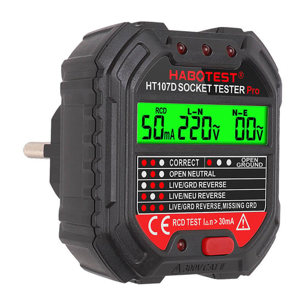 Stikkontakt tester med digitalt display Habotest HT107D