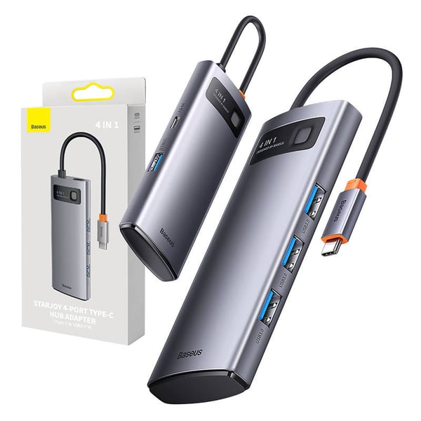 Hub 4in1 Baseus Metal Gleam Series, USB-C til 4x USB 3.0