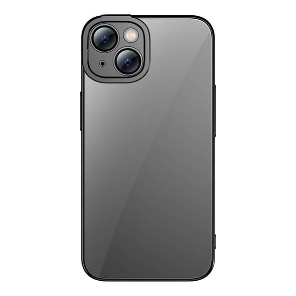Baseus Glitter Transparent Cover og hærdet glas sæt til iPhone 14 Plus (sort)