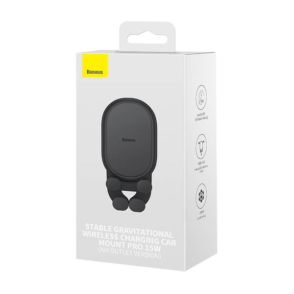 Stabil tyngdekrafts trådløs lading bilfeste Baseus Pro 15W (svart)