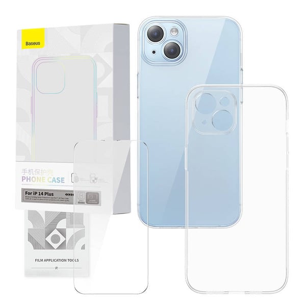 Gjennomsiktig etui og herdet glass sett Baseus Corning for iPhone 14 Plus
