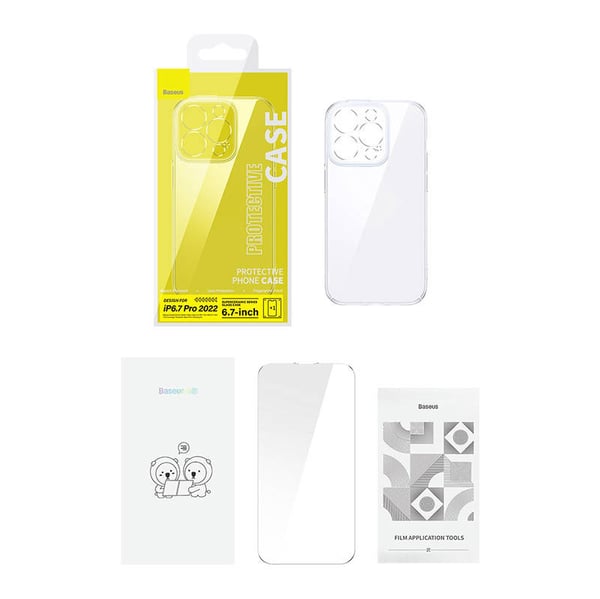 Baseus SuperCeramic Transparent glasetui og hærdet glas sæt til iPhone 14 Plus