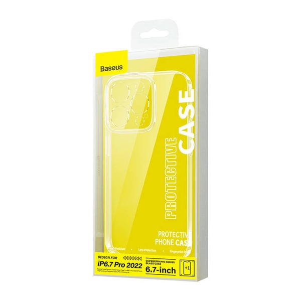 Baseus SuperCeramic Transparent glasetui og hærdet glas sæt til iPhone 14 Plus