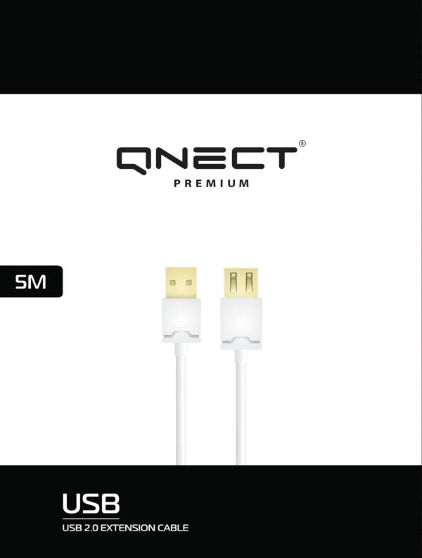 USB 2.0 Extension Cable A Male-A Female, 5m, White