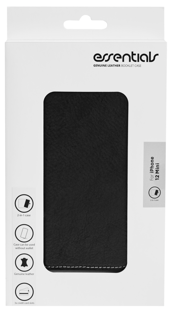 iPhone 12 mini leather wallet, detachable, Black