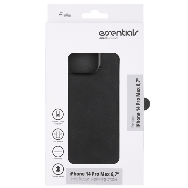 iPhone 14 Pro Max Leather Mag back cover,Blk.