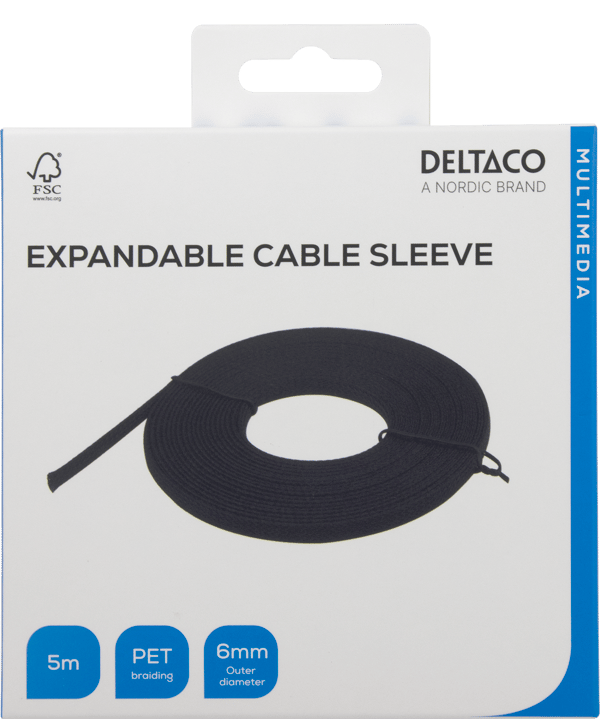 Nylon net cable tube OD6.0 mm, 5 m, black