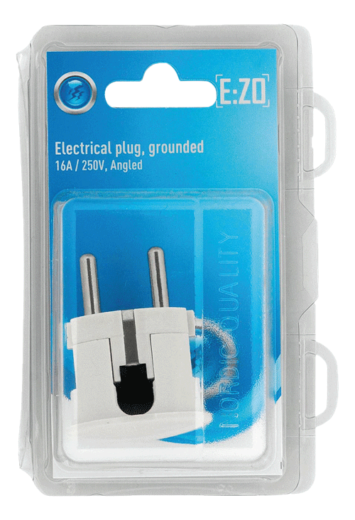 Plug angled earthed, white