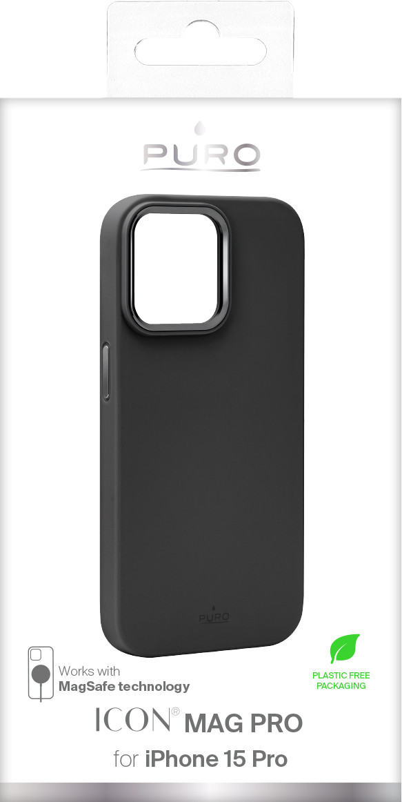 iPhone 15 Pro silicone cover ICON MAG PRO, black iPhone 15 Pro silicone cover ICON MAG PRO, black