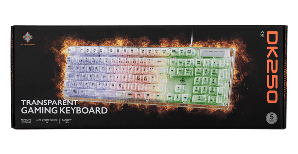 DK250 Membrane keyboard in transparent design, Rainbow LED