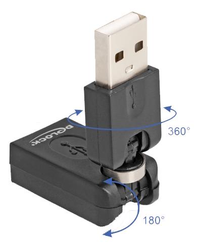 Rotation adapter USB 2.0-A male to female