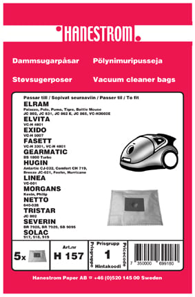 Dammsugarpåsar ELRAM JC 802, JC 831, JC 862