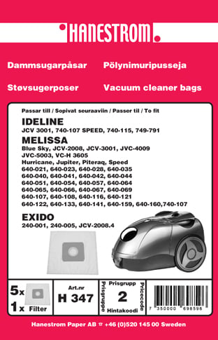 Dammsugarpåsar MELISSA JCV-2008,VC-H3605