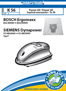 Vacuum cleaner bags K56 Vacuum cleaner bags K56