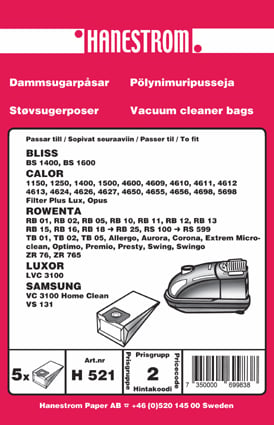 Dammsugarpåsar ROWENTA ZR 76