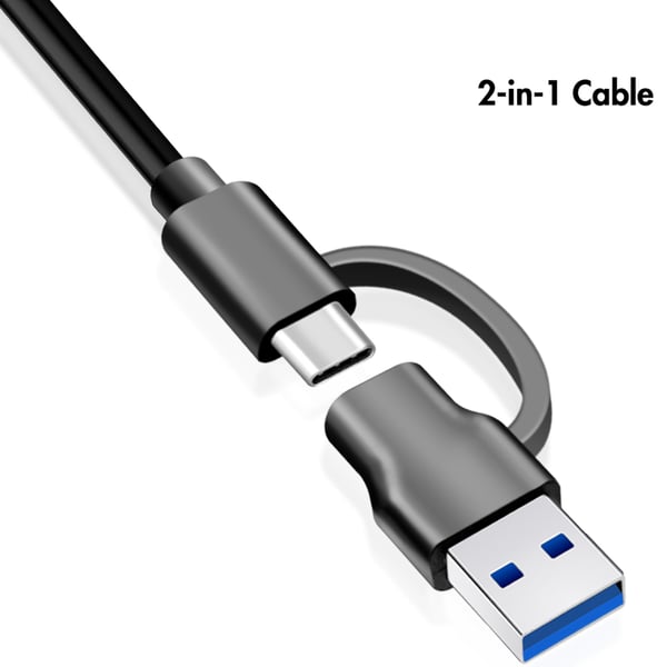 USB-hub med 4 porter og separate av/på-knapper USB-C/USB-A i USB 3.2 Gen1