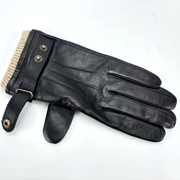 Herre læderhandsker - Fåreskinds vinterhandsker Black S