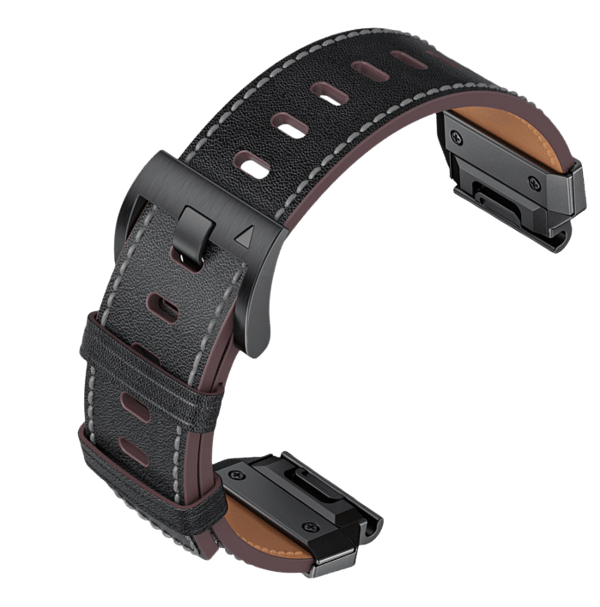 Ægte læderurrem til Garmin Fenix 8/7X/7/6/5/965 Black 26 mm