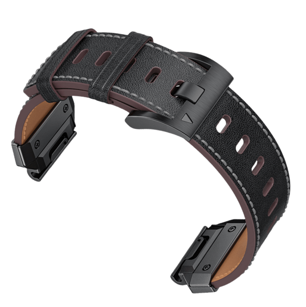 Ægte læderurrem til Garmin Fenix 8/7X/7/6/5/965 Black 26 mm