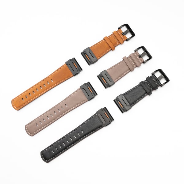 Ægte læderurrem til Garmin Fenix 8/7X/7/6/5/965 Gray 26 mm