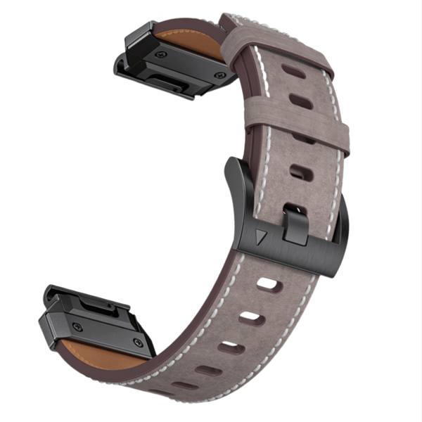 Ægte læderurrem til Garmin Fenix 8/7X/7/6/5/965 Gray 26 mm