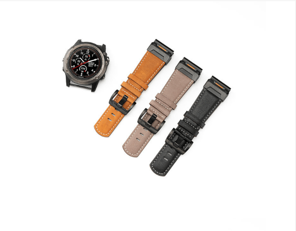 Ægte læderurrem til Garmin Fenix 8/7X/7/6/5/965 Gray 26 mm