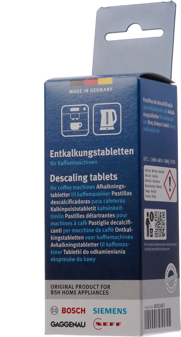 Avkalkningstabletter for kaffemaskiner og vannkokere