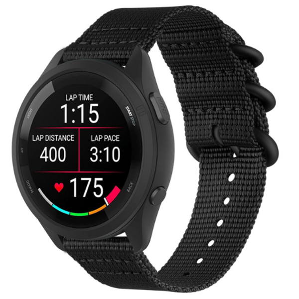 Nylon klokkerem til Garmin Forerunner 965/955/945/935/255/265 Black 20 mm