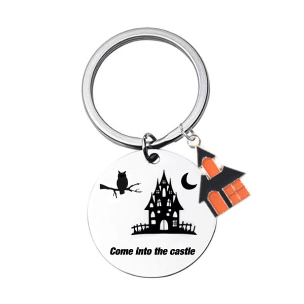 Halloween Nyckelring, Rostfritt stål Cartoon Owl Castle Nyckelring