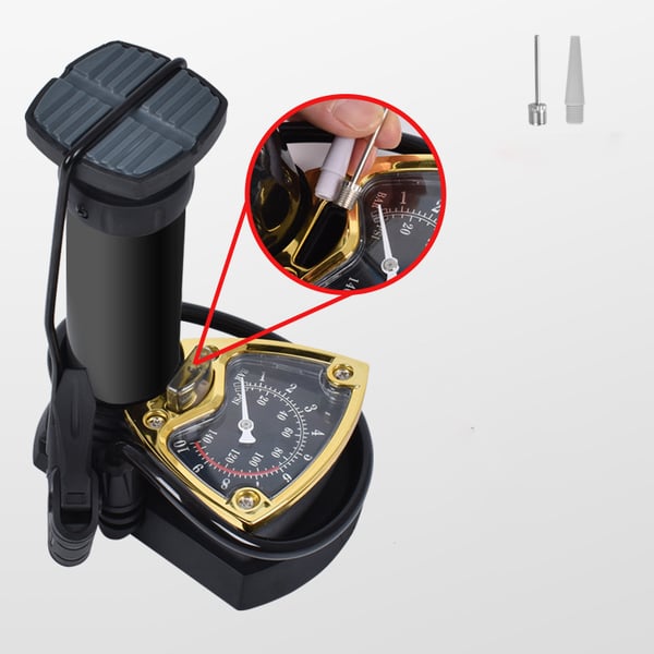 Kraftig Fotpumpe med Manometer - Sykkelpumpe