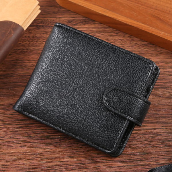 PU-lommebok for menn - slank og romslig design Black