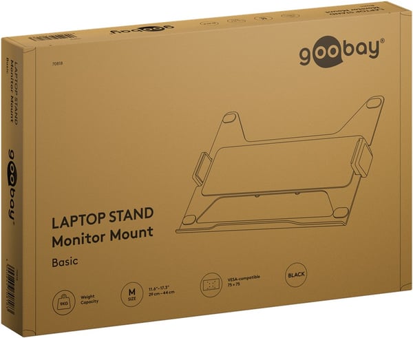 Deluxe laptop-feste for monitorarm, svart